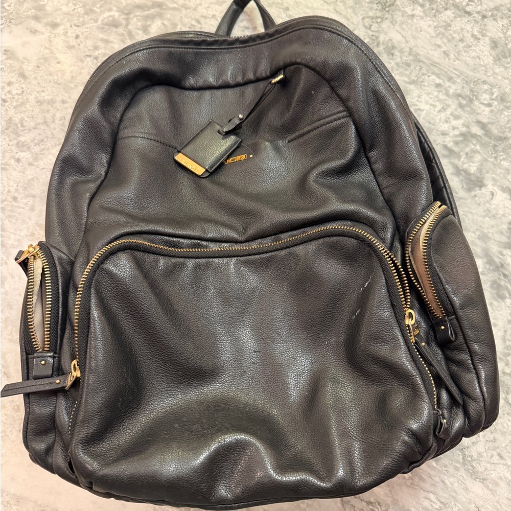 Tumi Black Leather Backpack